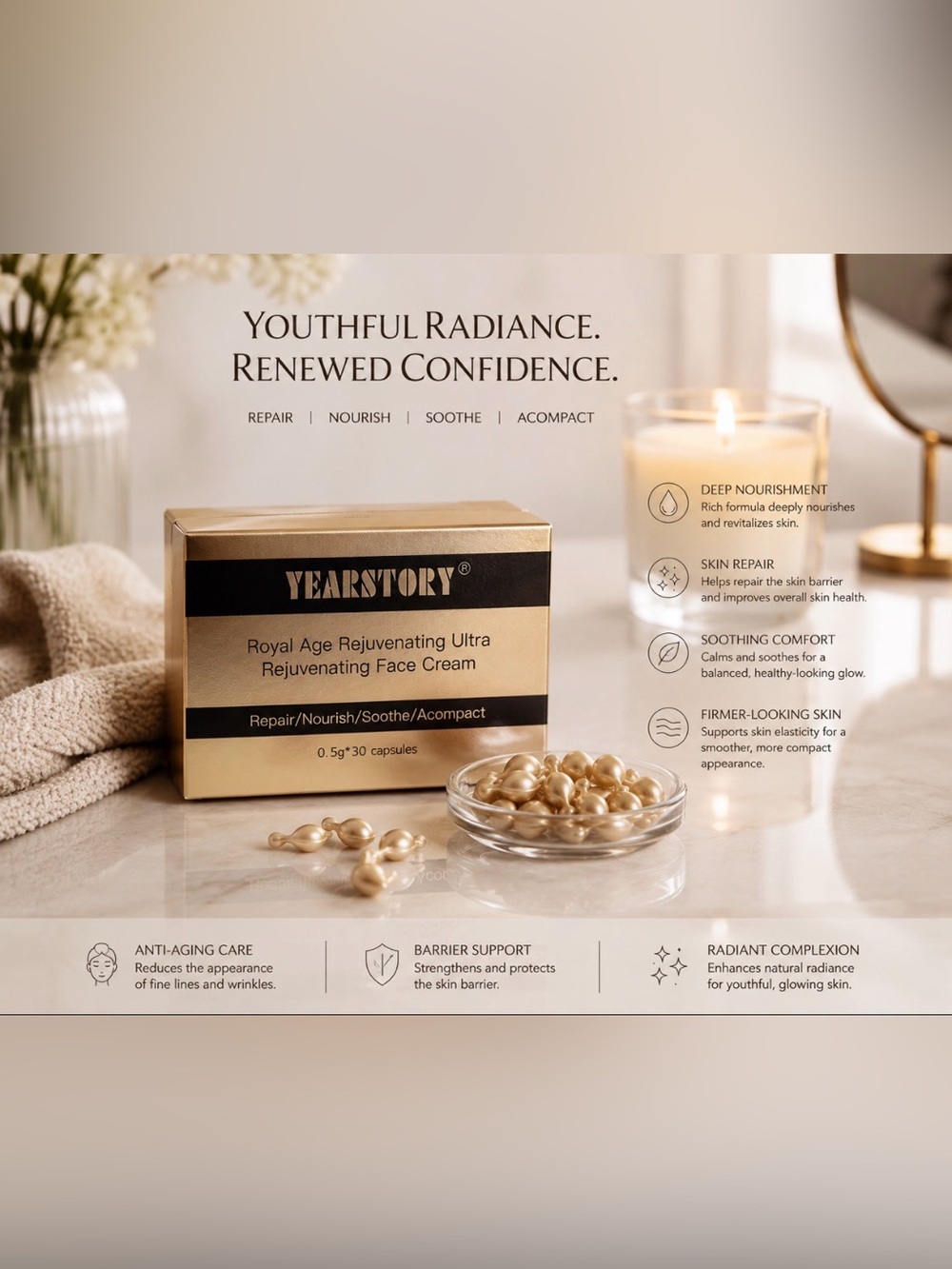 YEARSTORY Royal Age Rejuvenating Ultra Face Cream - Gold Capsules